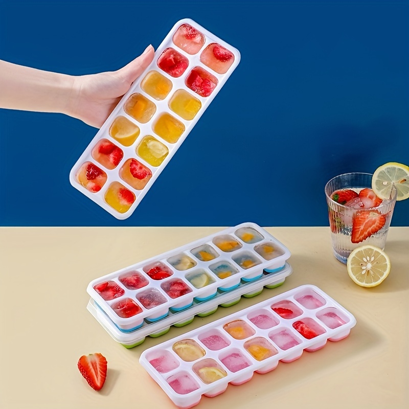 Ice Cube Trays, Easy-release Silicone & Flexible 14-ice Cube Trays With  Spill-resistant Removable Lid, Lfgb Certified And Bpa Free, For Cocktail,  Freezer, Stackable Ice Trays With Covers - Temu