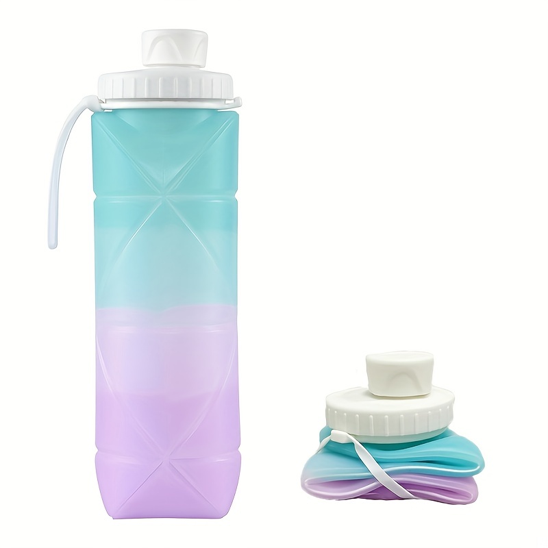 ONTA Botella de agua plegable: botella de agua plegable de silicona sin BPA  para viajes, botella de agua portátil de silicona a prueba de fugas de 20