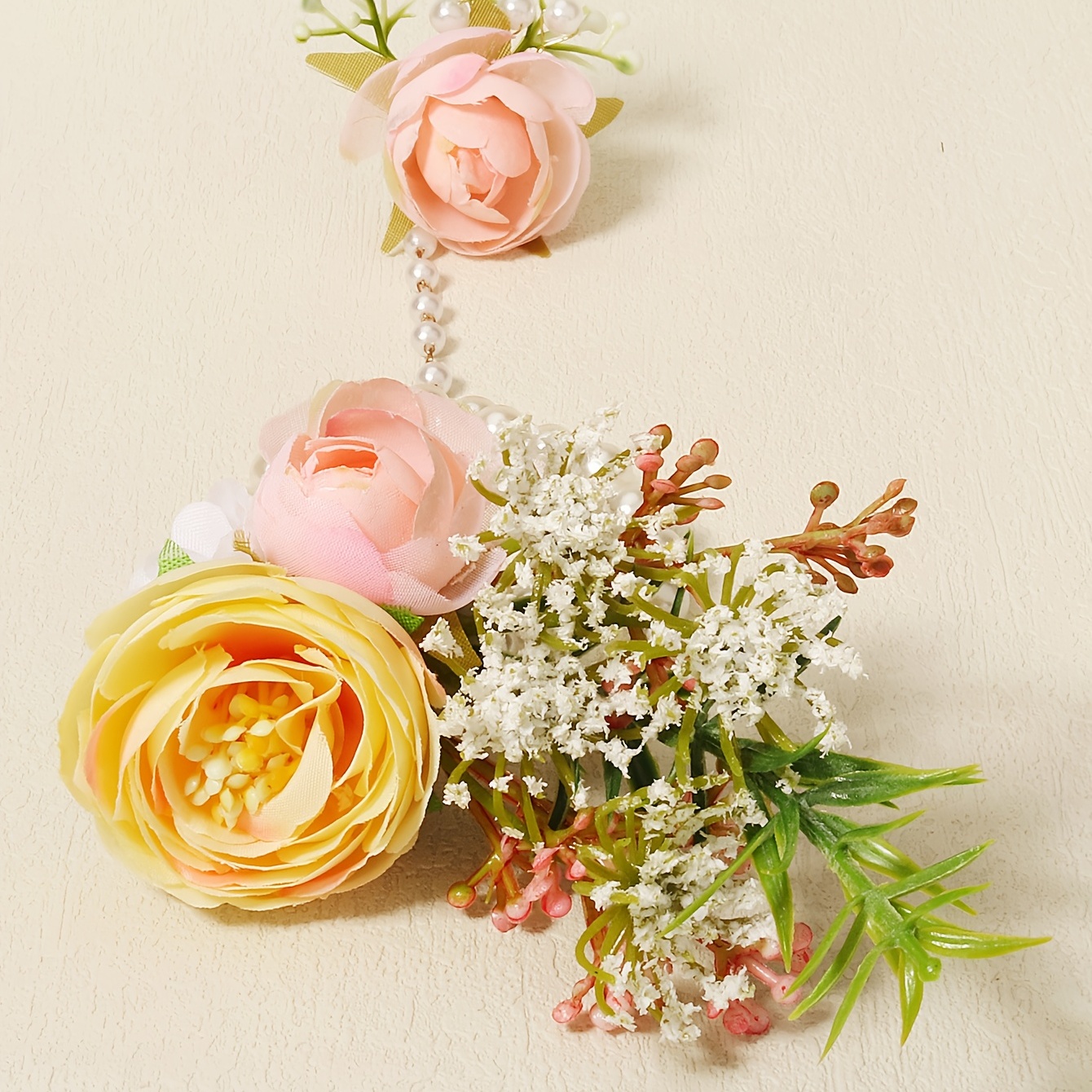 Rose Corsage Bracelet, Wedding Wrist Corsage With Rhinestone And Pearl  Flowers Decor (pink) Yue Chi