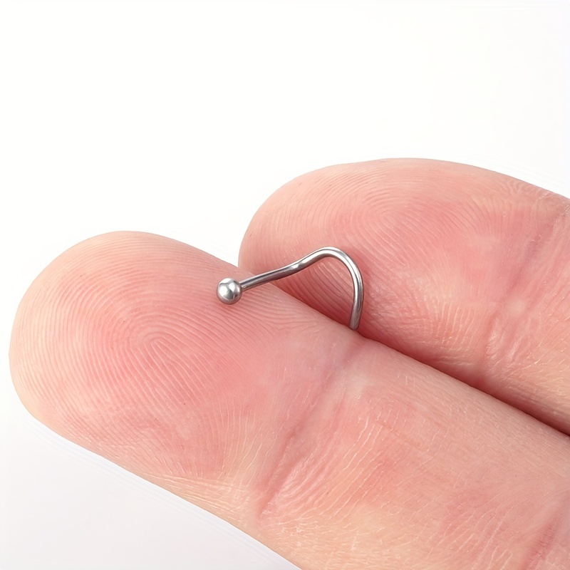 5 50Pcs Screw Nose Studs Ring Set Stainless Steel
