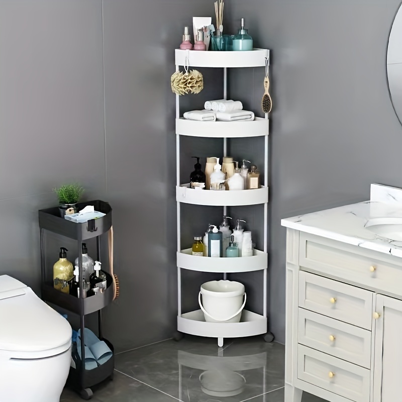 Free-Standing Corner Bathroom Shelf - 2-Tier Shower Organizer