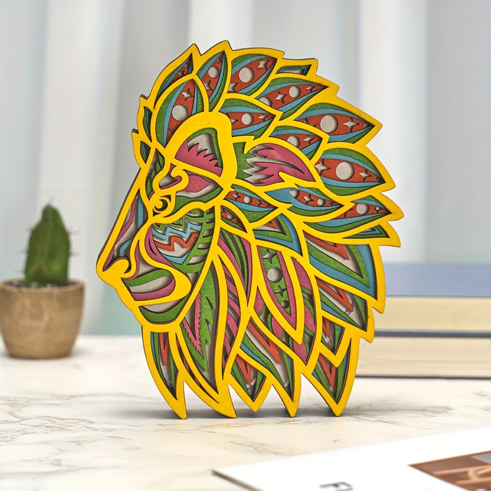 Geometric Lion Head 3D Wall Art