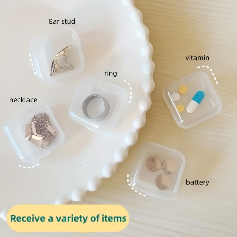 6/10PCS Mini Storage Box Transparent Square Plastic Box Empty Case With Lid  Jewelry Packaging Storage For Tiny Bead Jewelry Earplugs Pills, Desk Organ