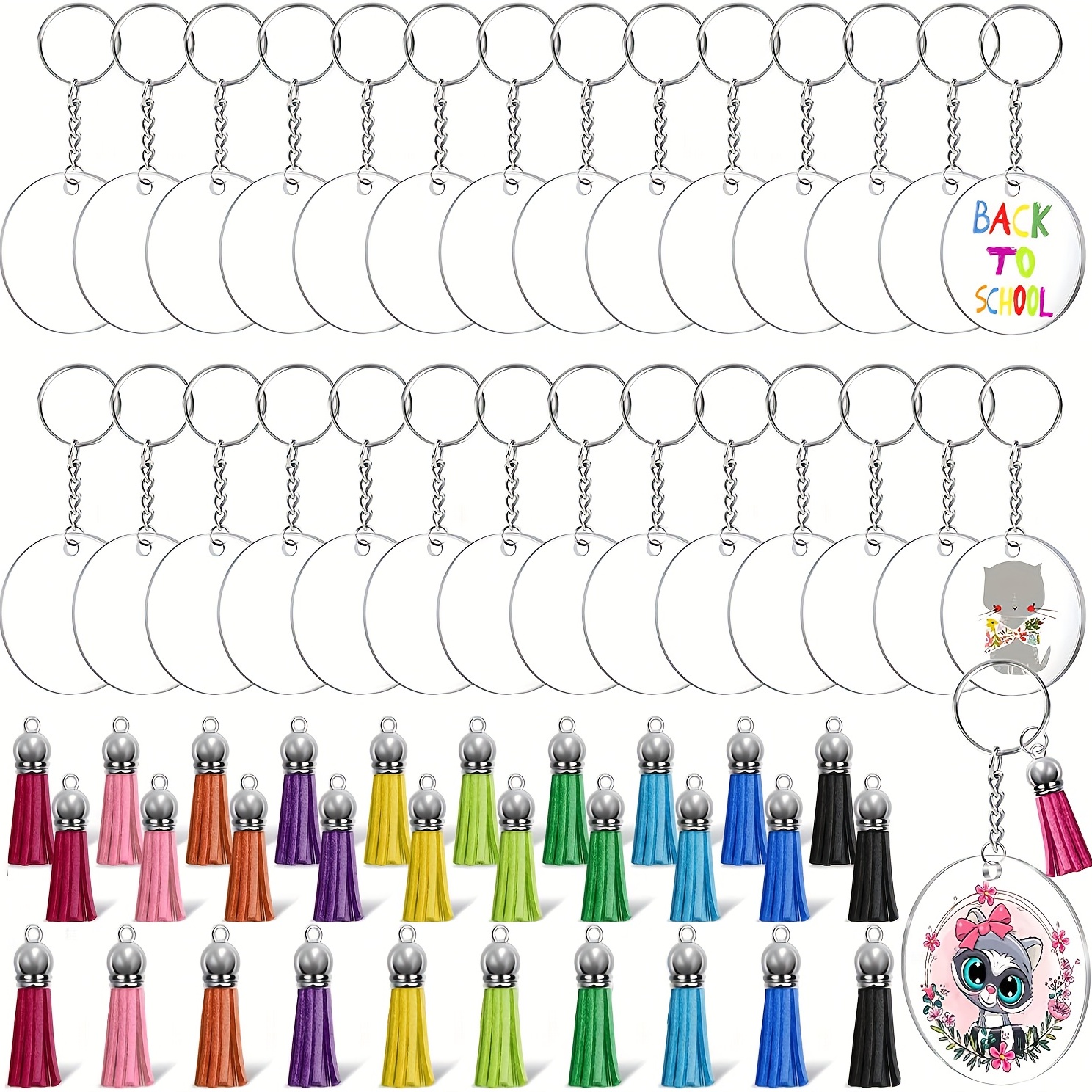 Acrylic Circle Blank Acrylic Keychains Set With Clear Blanks And Tassels  Perfect For DIY Jewelry Making From Montblanx, $15.13