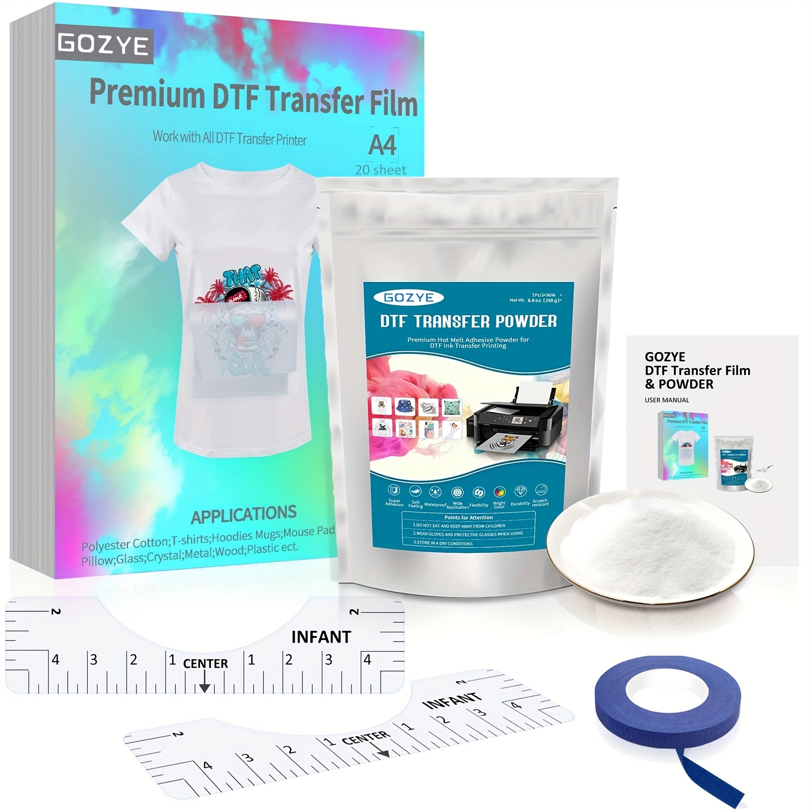 DTF Transfer Paper Transfer Film DTF Powder for Sublimation & Heat Transfer  - DTF Hot Melt Adhesive Powder for All DTF and DTG Printers on Waterproof