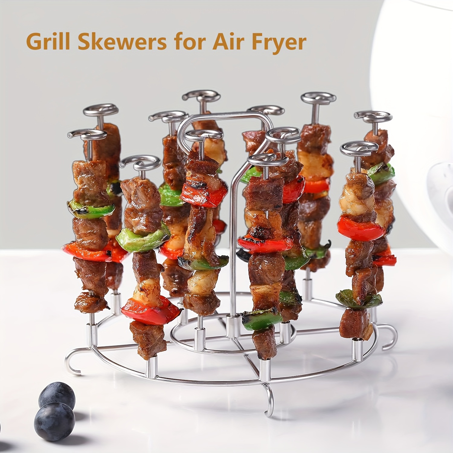 Air Fryer Skewer Stand Compatible with Ninja Foodi 6Qt 8Qt Vertical Skewers  Holder with Stand Stainless Steel Air Fryer Accessories Grill for Grilling  Home Kitchen Kabobs 