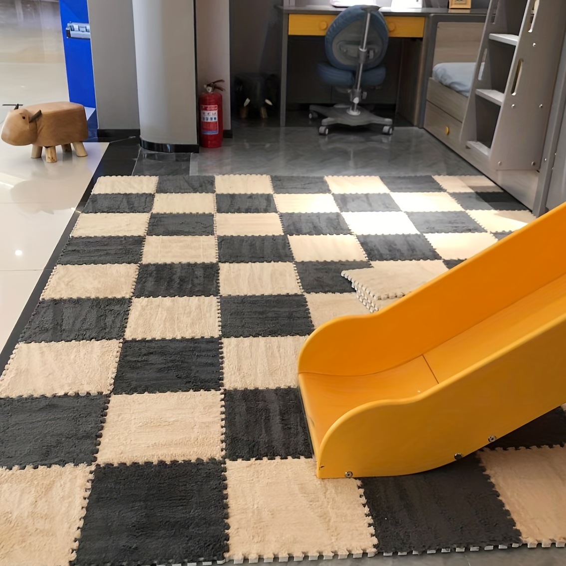 Square Interlocking Carpet Tiles, Plush Puzzle Foam Floor Mat, Puzzle Play  Mat Flooring Tiles, Climbing Area Rugs for Home Indoor