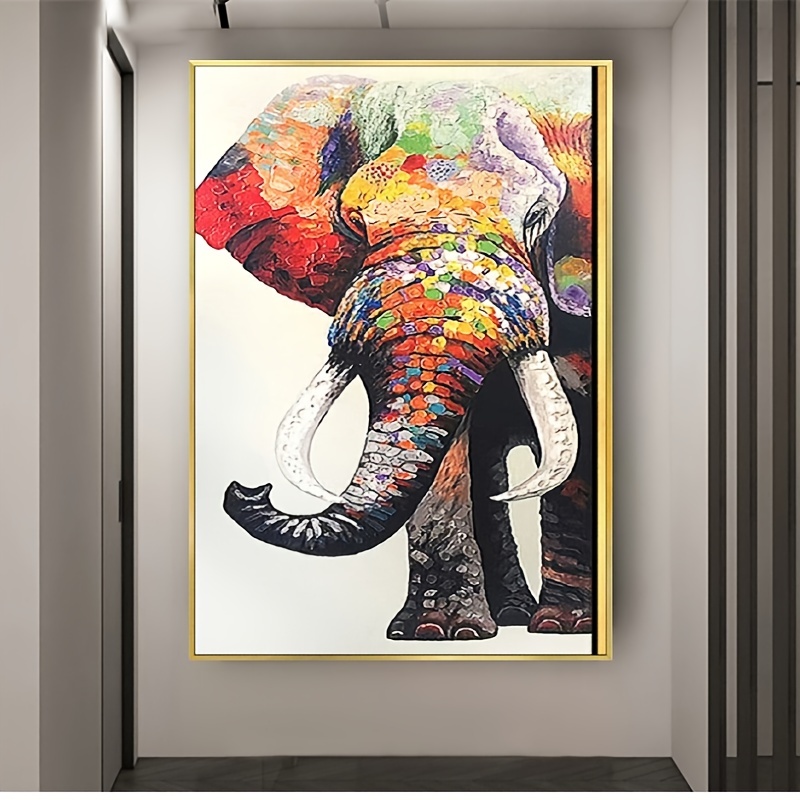 pintura de elefante colorido sobre lienzo