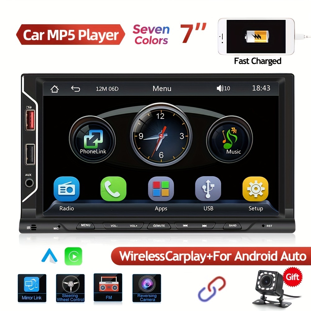 Touch Screen Wifi Android Car DVD Radio GPS Universel Caméra De Recul 1 Din  10'' IPS Android 10 Lecteur MP5 - Temu France