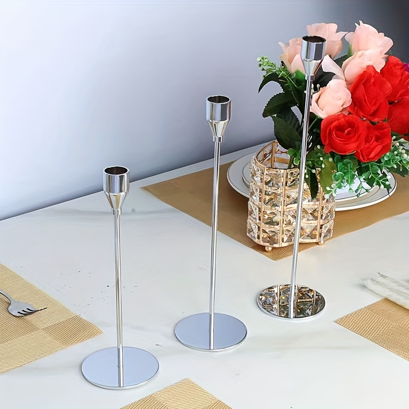 3pcs Set Taper Candlestick Holders Metal Candle Holders Table Decorative Candle  Stand For Wedding Dinning Party Home Decor Halloween Room Decor Gothic  Hanukkah Kwanzaa - Home & Kitchen - Temu