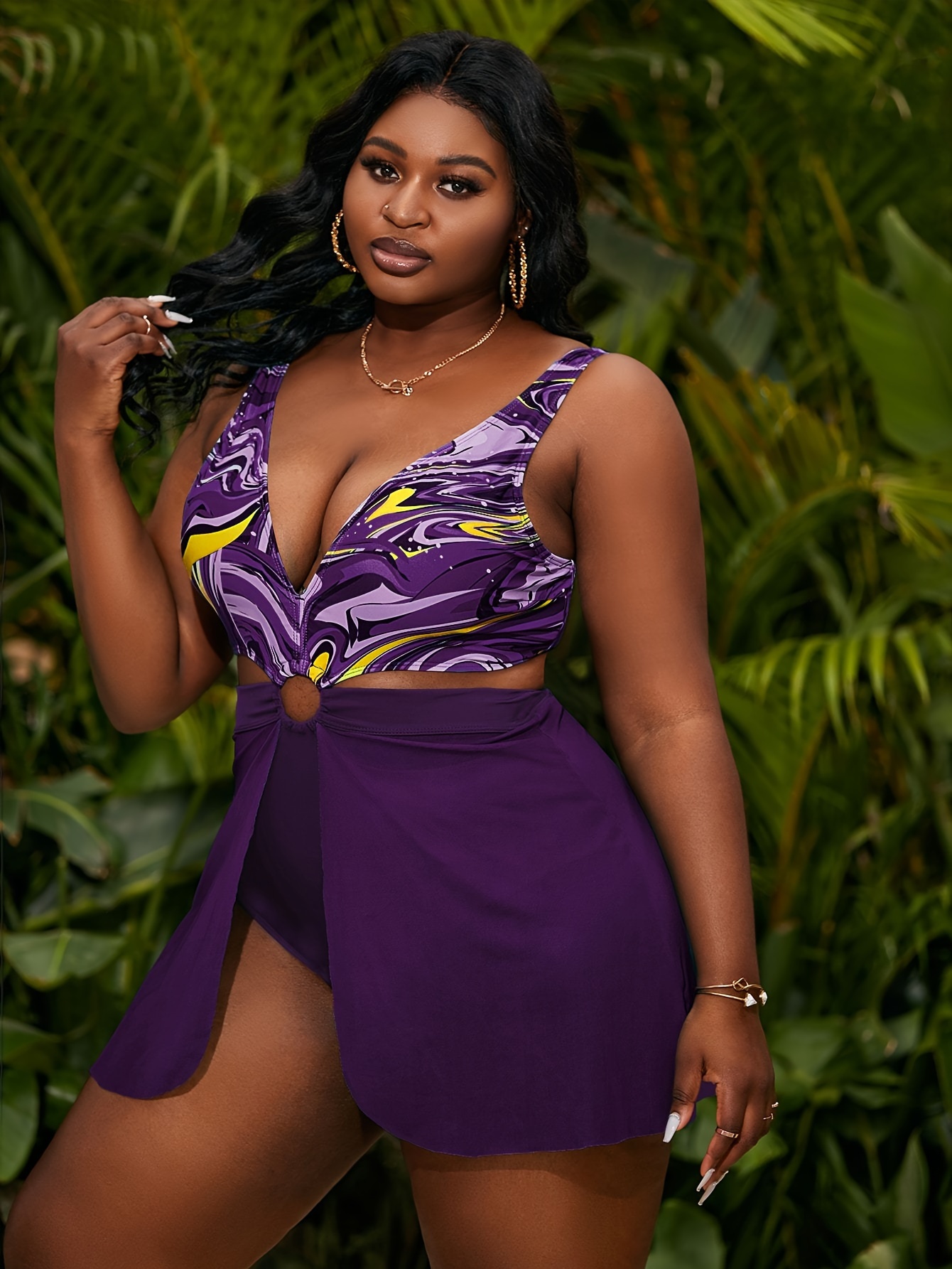 Purple swimsuit plus store size