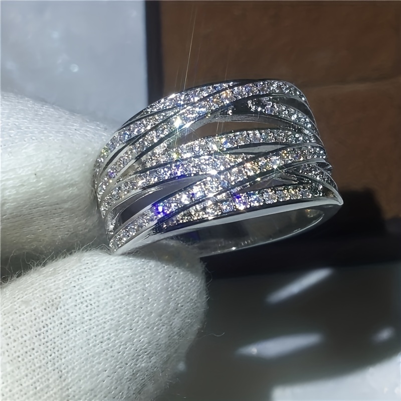 Image of Fashion Micro Pave Synthetic Zirconia Women's Ring, Women's Wedding Ring Jewelry Gift