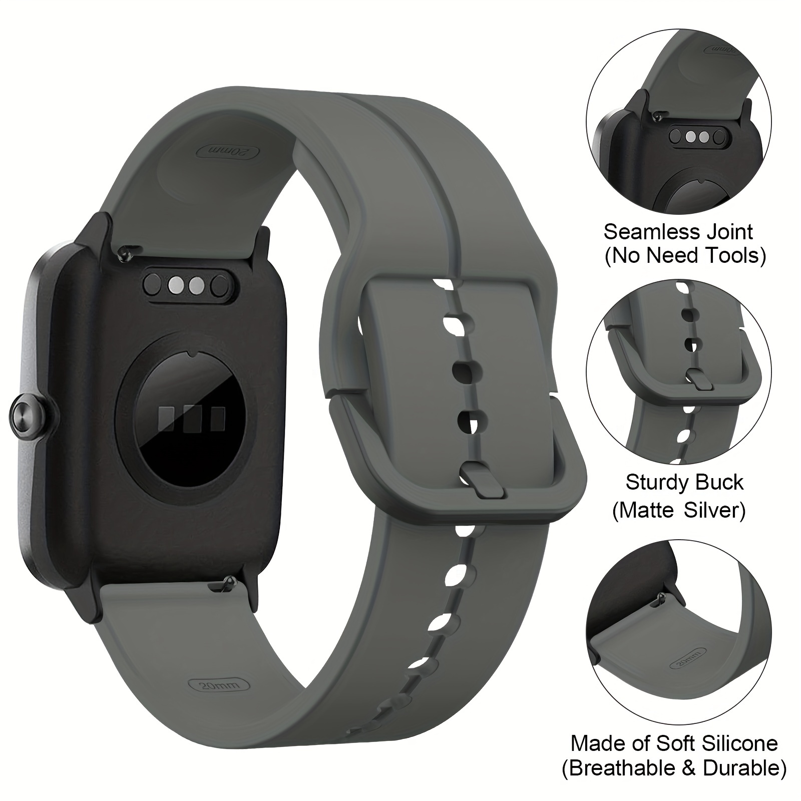 Sport Bands Compatible with Amazfit Bip U Pro/Gts 4mini Band 20mm  Breathable Replacement Silicone Bands Straps Wristband- Black Gray : Cell  Phones & Accessories 