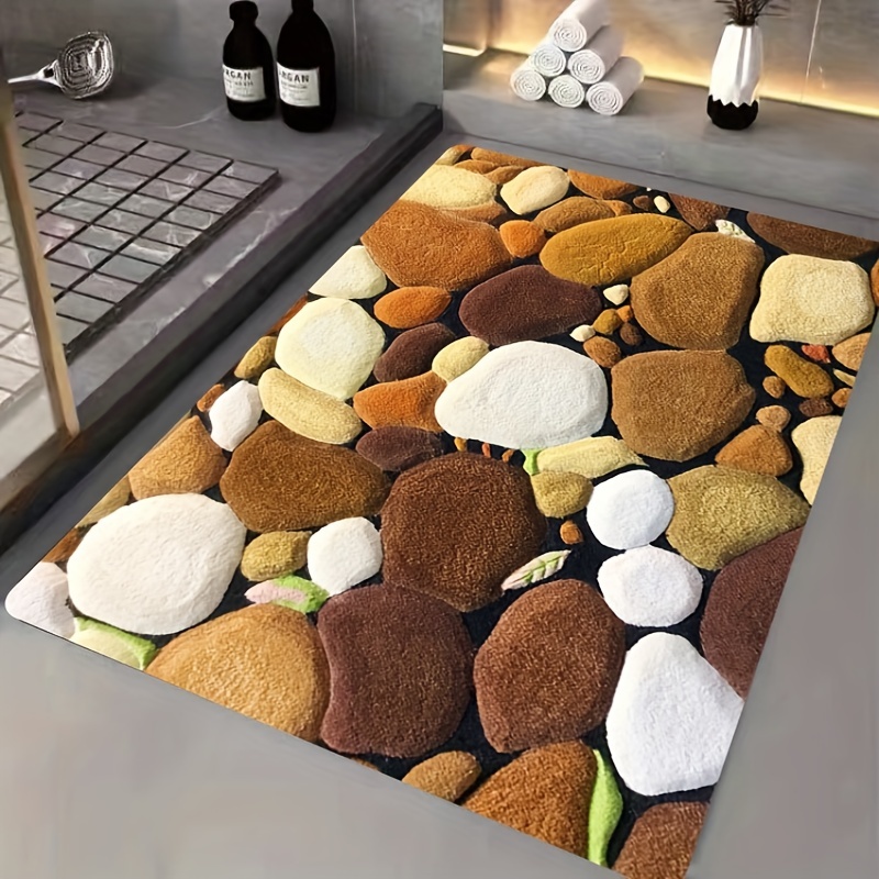 

1pc Creative Pebble Motif Rug, Retro Stone Pattern Living Room Carpet, Anti-skid And Washable Dining Room Floor Mat, For Outdoors Indoors Spring Decor Home Decor Villa Hotel Supplies Room Accessories