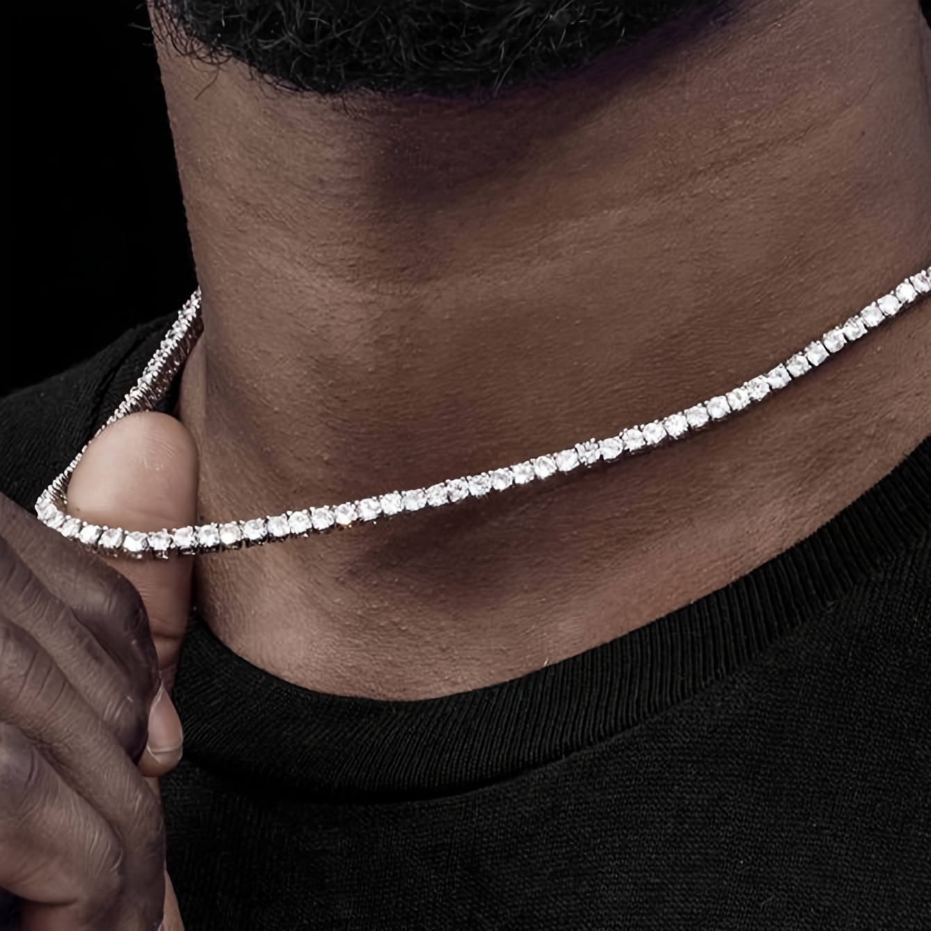 Single Row Tennis Chain Zircon Necklace Hip Hop Copper Chain - Temu