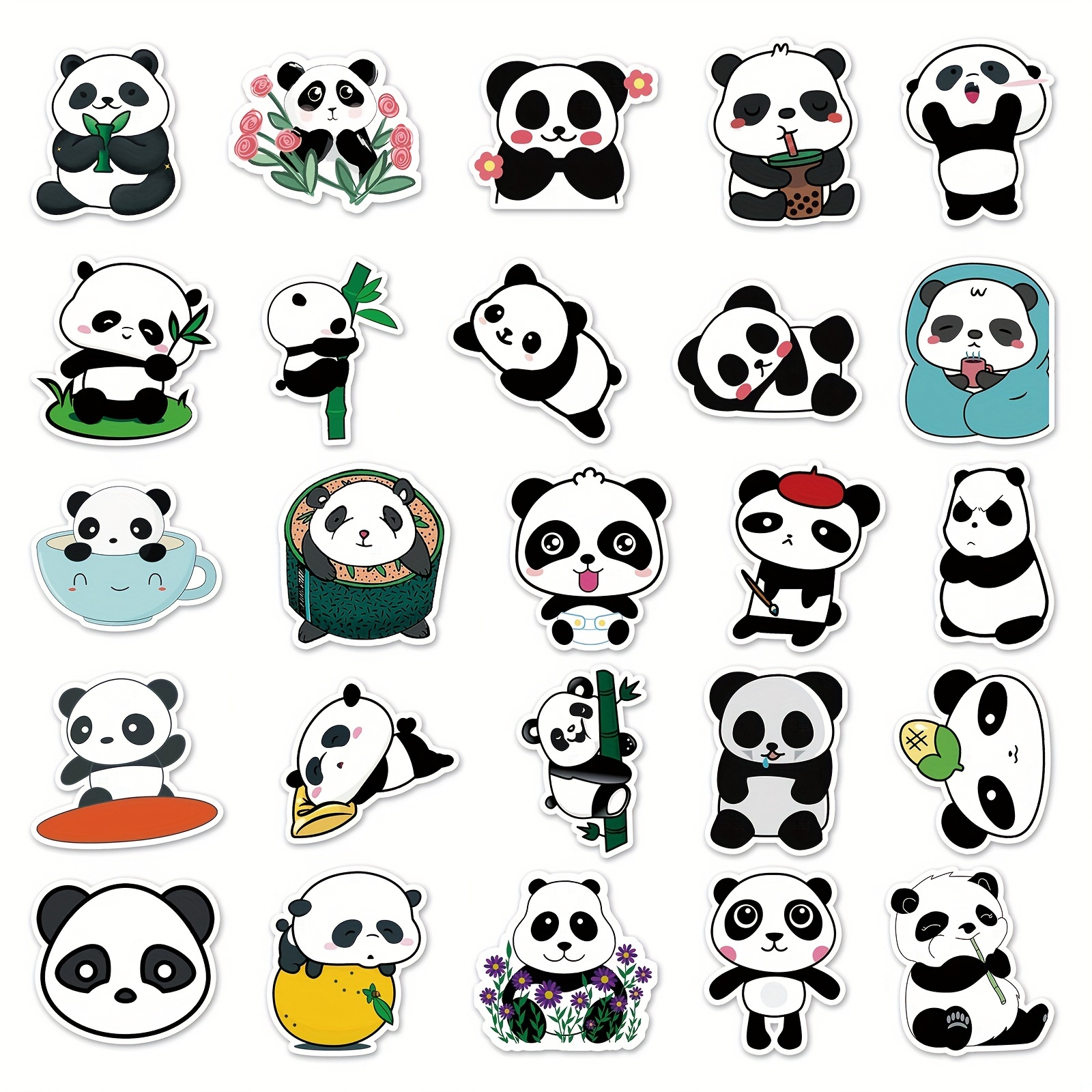 Cute Panda Black and White Stickers - 2 Pack of 3 Stickers - Waterproof  Vinyl for Car, Phone, Water Bottle, Laptop - Panda Decals (2-Pack)