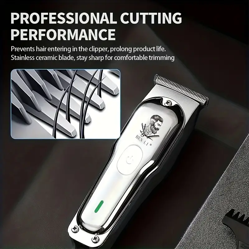 hair clippers for men cordless hair cutting kit with 4 combs led display low noise professional beard trimmer barber clippers hair cutting kit details 0