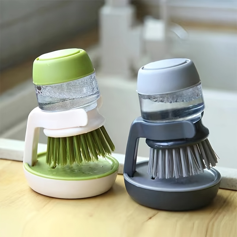 Effortless Dish Washing: Soap Dispensing Dish Scrub Brush With Drip Tray  For Pots, Pans, And Sinks! - Temu