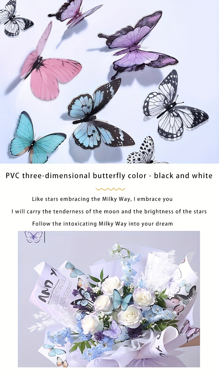 Black And White Butterfly Stickers 3d Stereo Simulation - Temu Germany