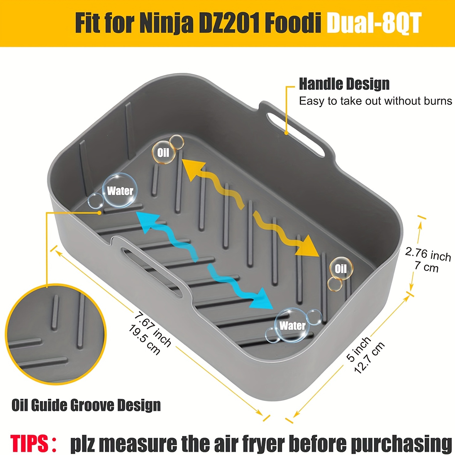 2 PCS Air Fryer Silicone Pot for Ninja Foodi Dual DZ201, Reusable