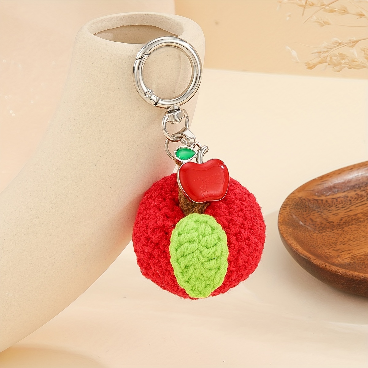 Apple Keychain Bag Charm