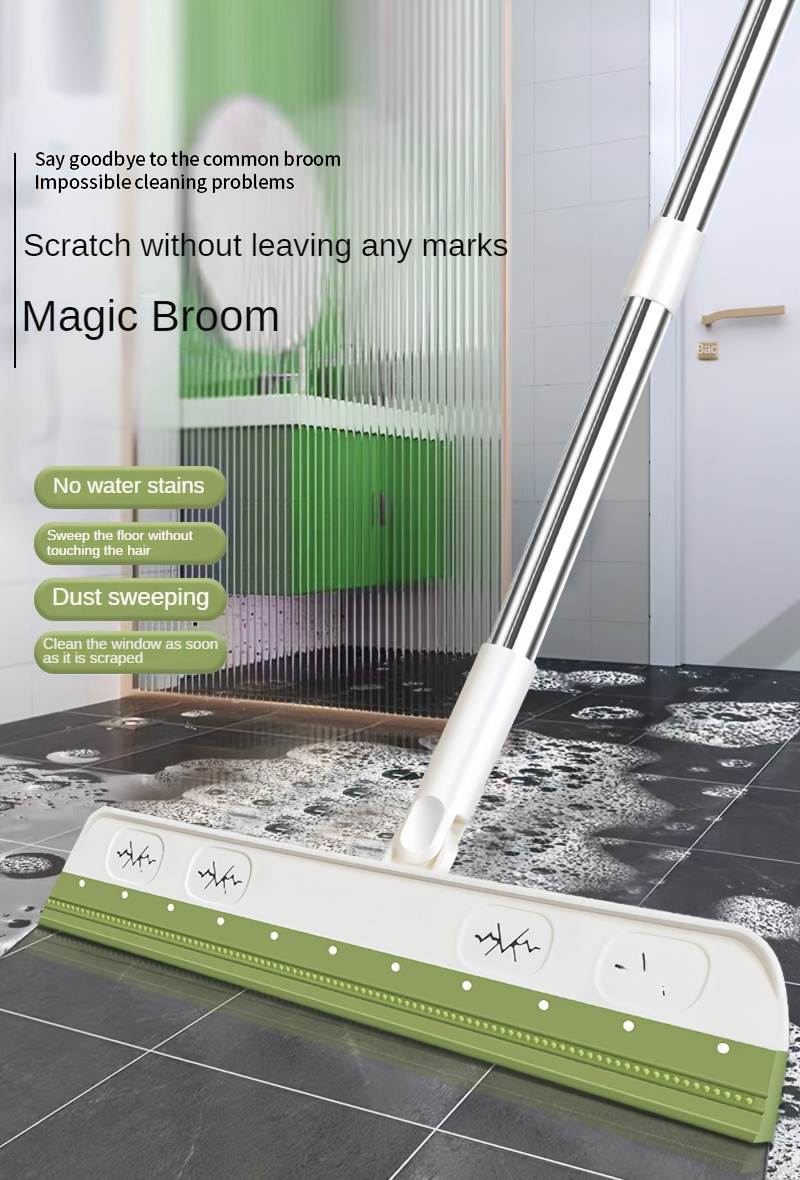1pc Gray Silicone Floor Wiper, Black Technology Magic Broom, Household  Cleaning Tool