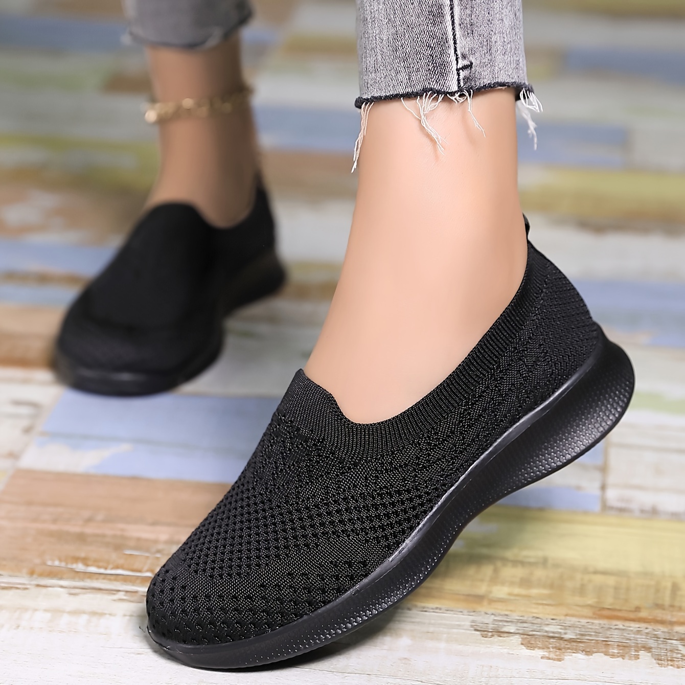 Zapatos Caminar Ocio Mujer Zapatillas Sin Cordones Tejidas - Temu