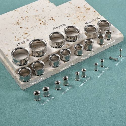 12pairs set stainless steel internal threaded ear plugs mix sizes flesh earring gauges hollow piercings