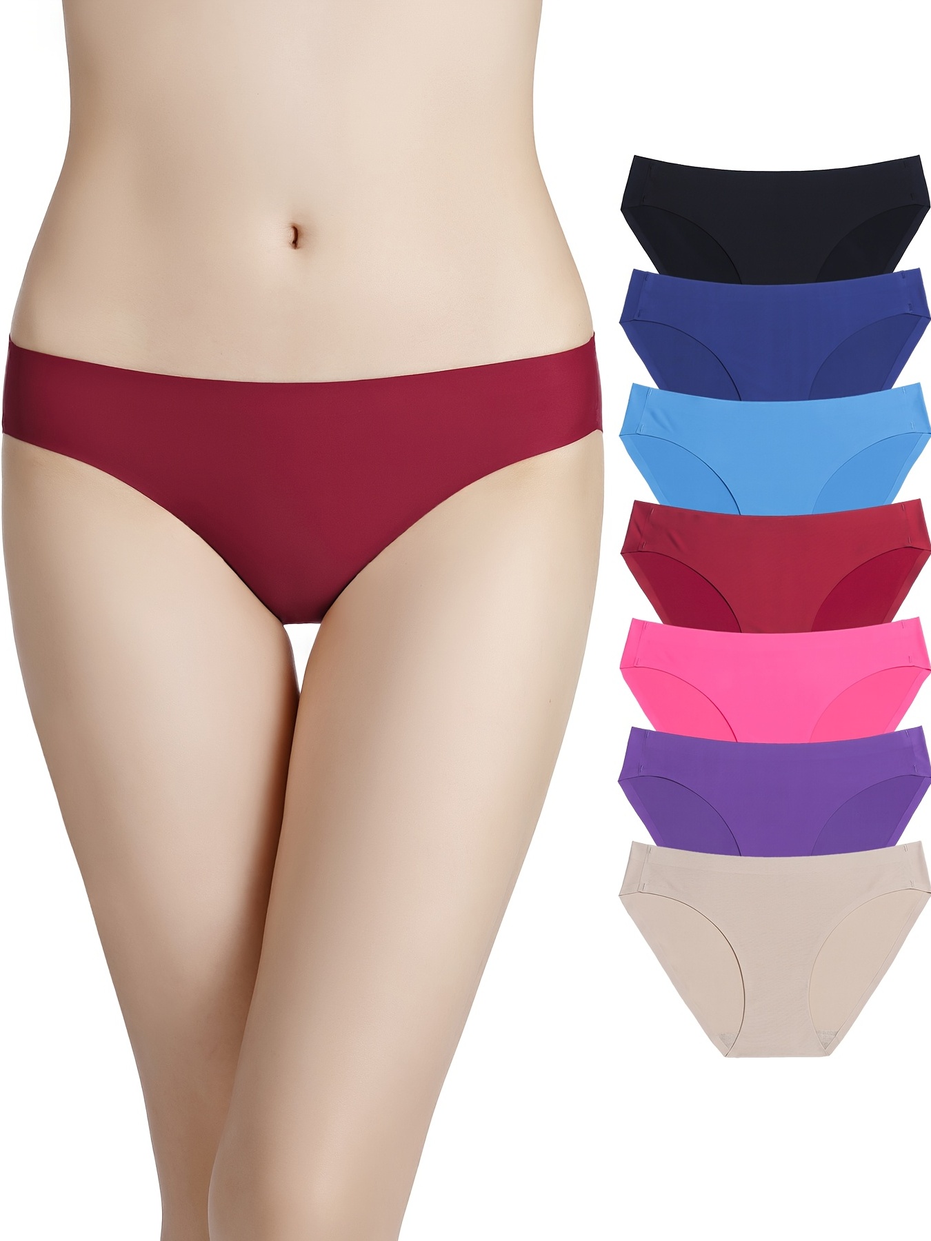 Women's Seamless Underwear Bikini Laser Cut No Show Hipster Panty Stretch  Soft Low-Rise Undies Briefs 6 Pack