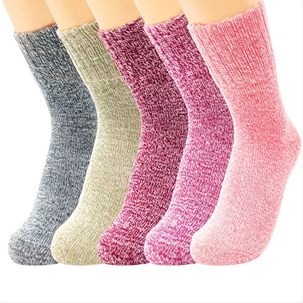 Women Wool Twist Knit Socks Casual Warm Fluffy Cotton Leggings