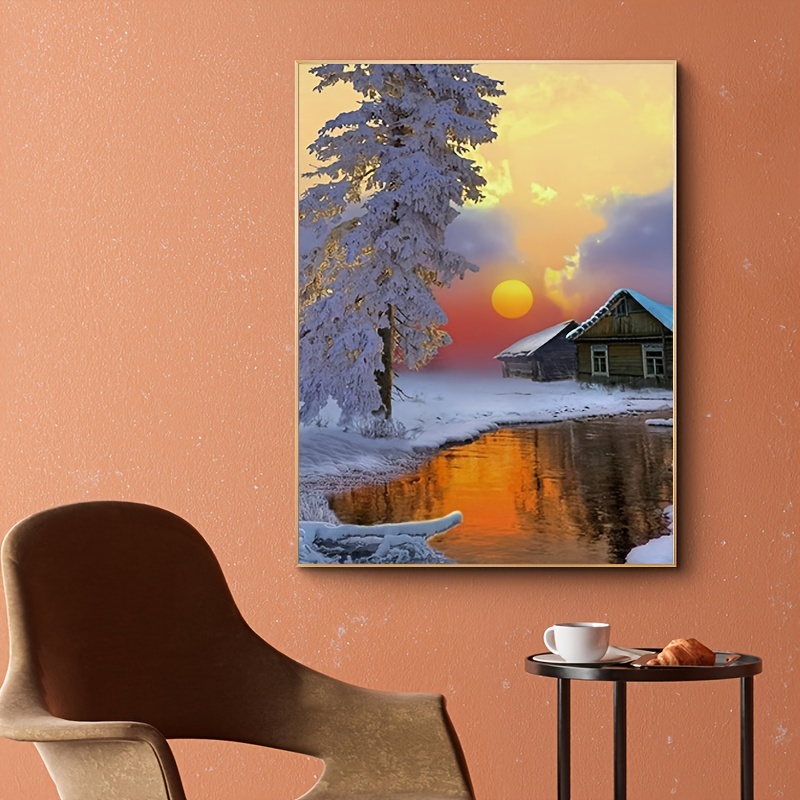 5d Diy Large Diamond Painting Kits For Adult Winter Dusk - Temu