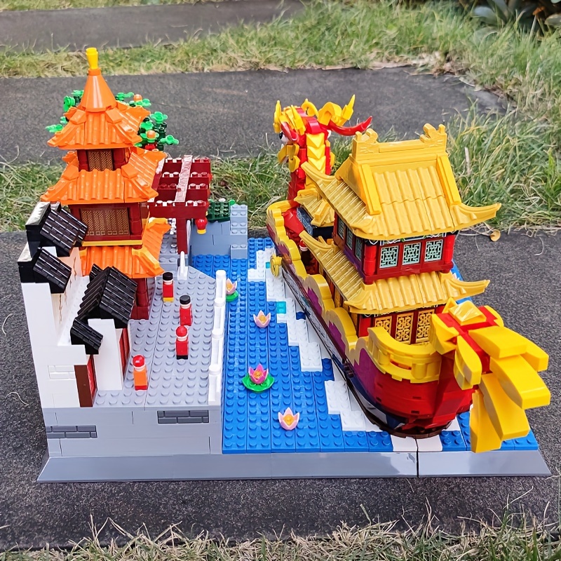 6232 The Qinhuai River Painted Boat Building Bricks Model - Temu