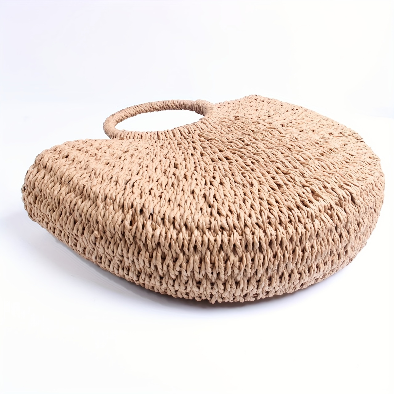 Half circle hot sale straw bag