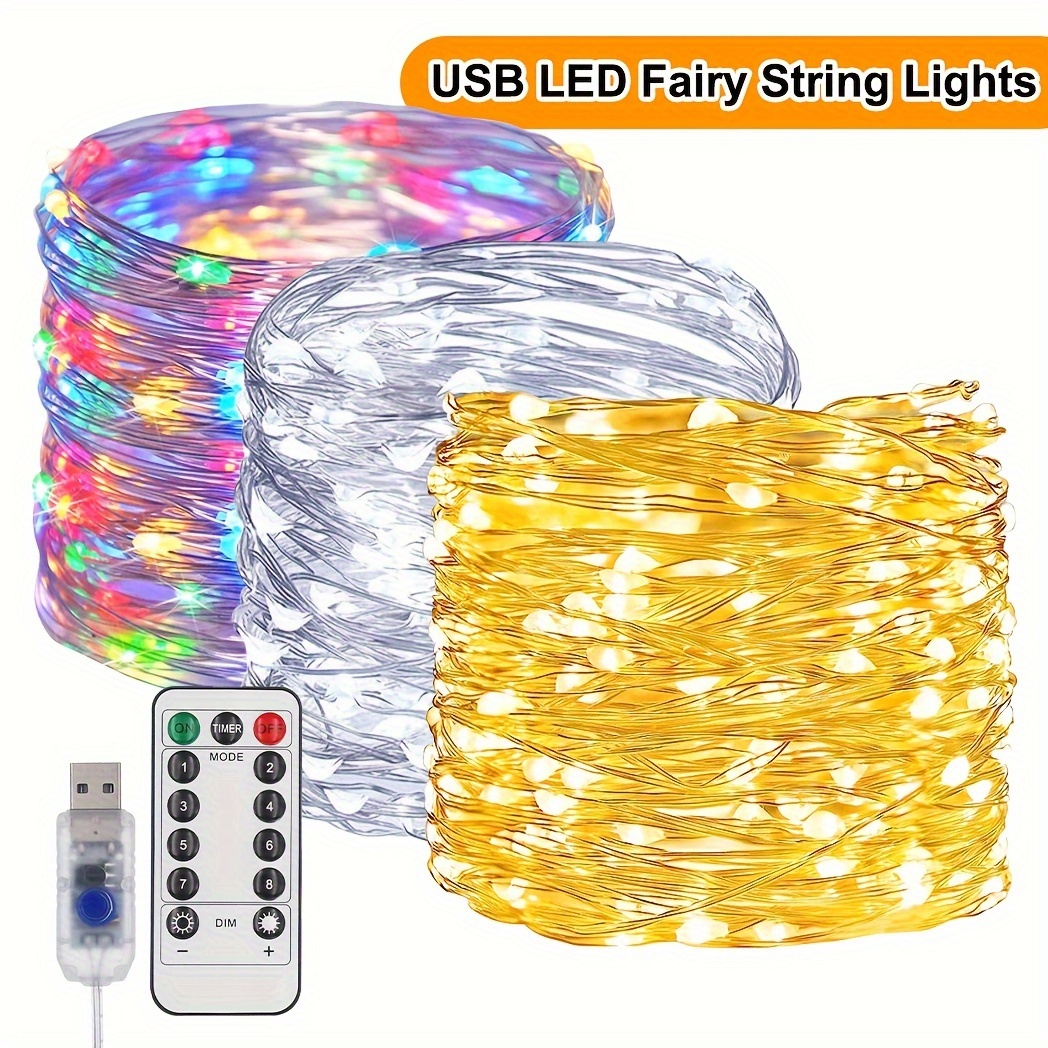 Usb Powered Fairy Lights With Remote 50/100/200 Led - Temu