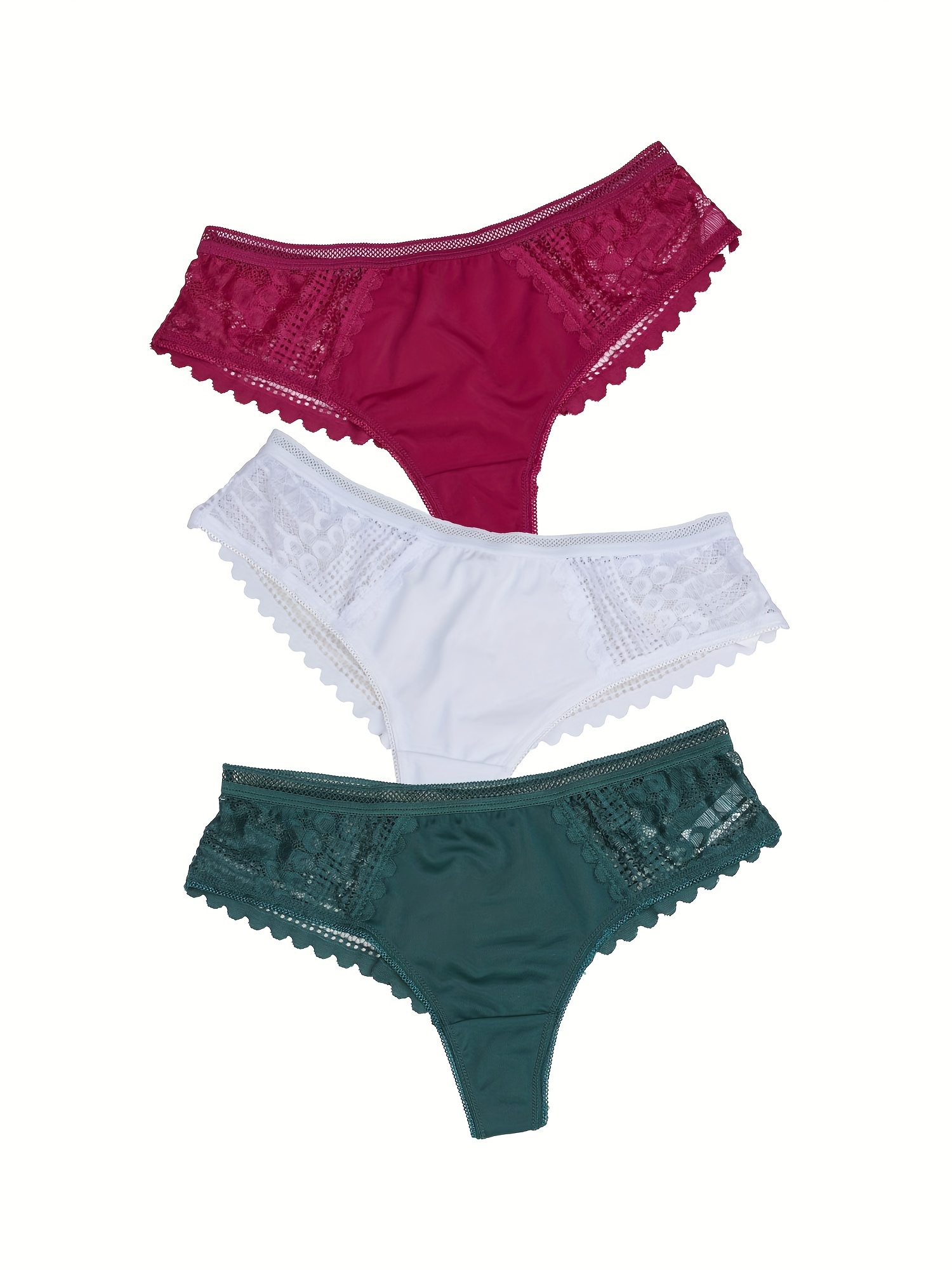 Floral Embroidered Lace Briefs: Erotic Low Waist Nylon Underpants