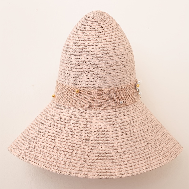 Wide Brim Straw Hat Sunshade Chain Decoration Gift For Her