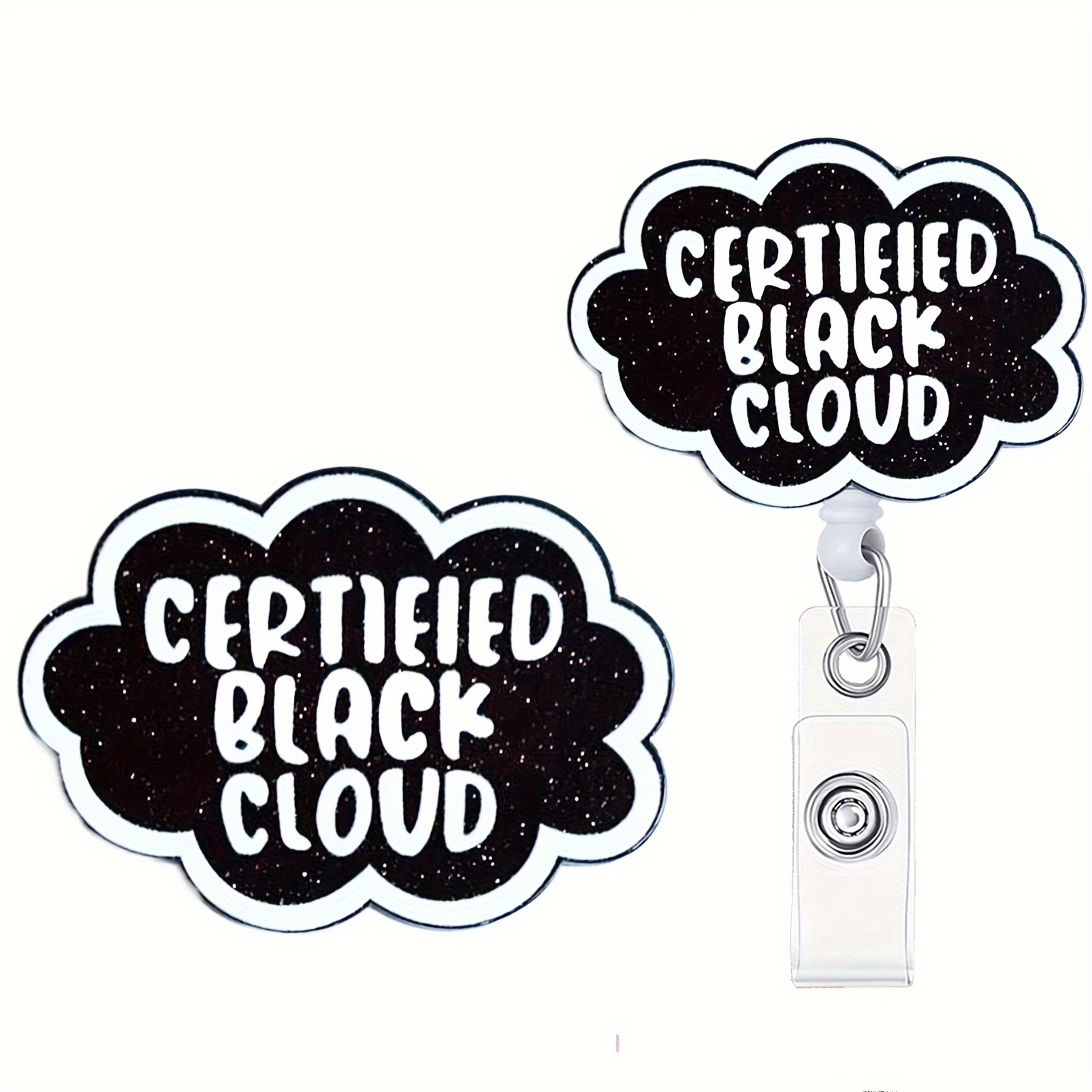 Black Cloud Badge Reel Novelty, Cute, ID Holder, Student Nurse