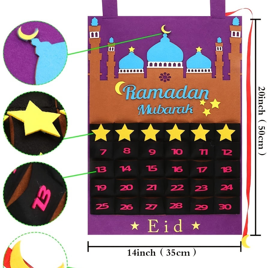 Calendrier de l'Avent Ramadan en bois, Calendrier Ramadan en Bois de Compte  à Rebours de 30 Jours, Rustique Calendrier de l'avent Ramadan Cadeau pour