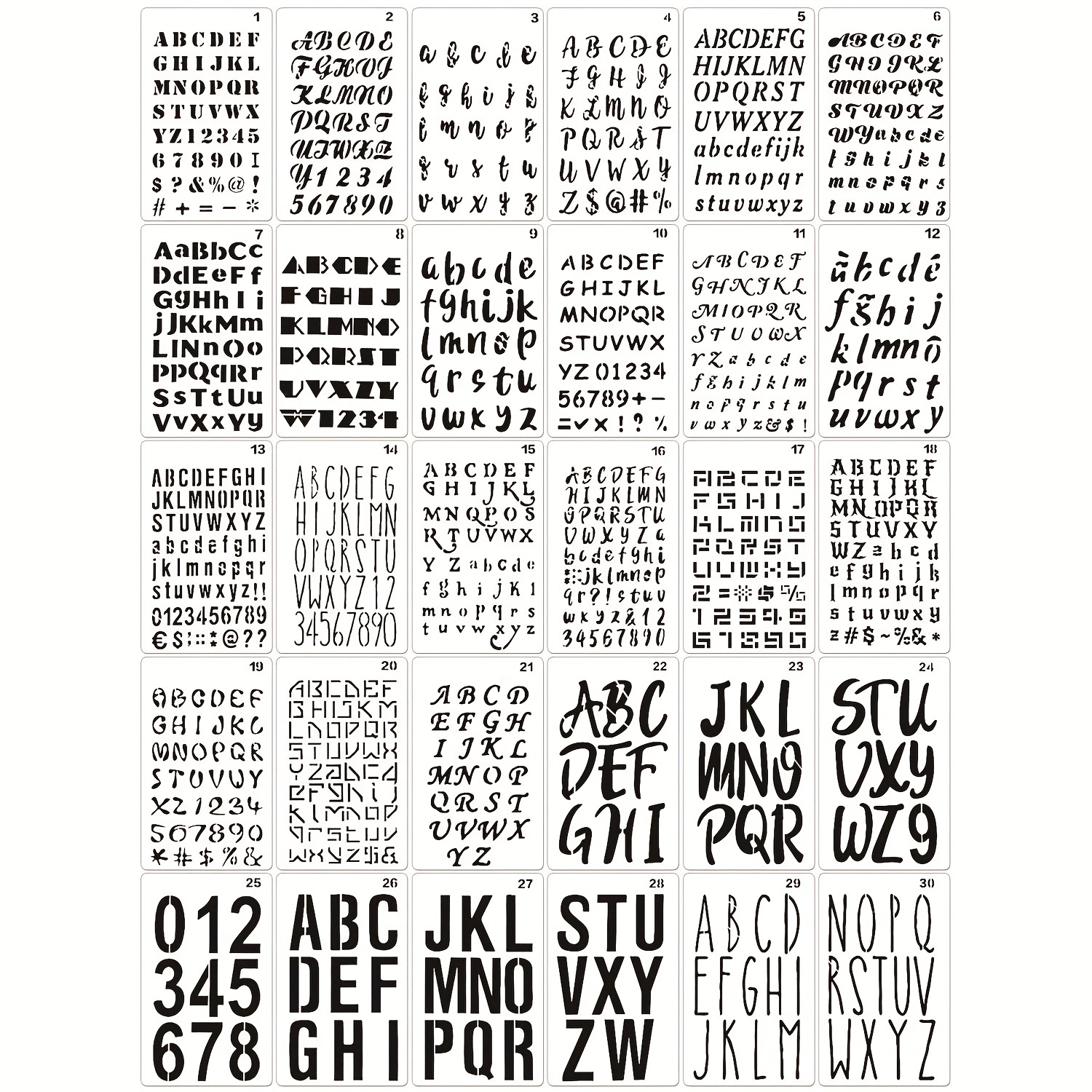 12 Letter Stencils for Painting - Bullet Journal Stencil