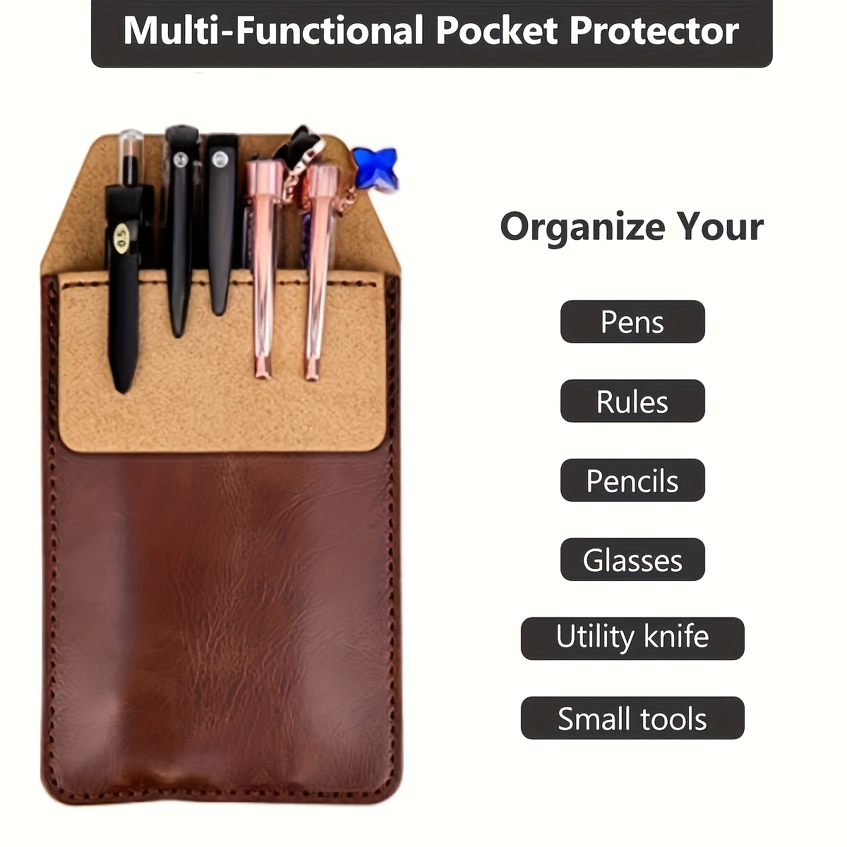Pen Bag Doctors Nurses Accessories Double-Layer Leather Pen Holder Pocket  Protector Pencil Case Leak-Proof Pen Pouch - AliExpress