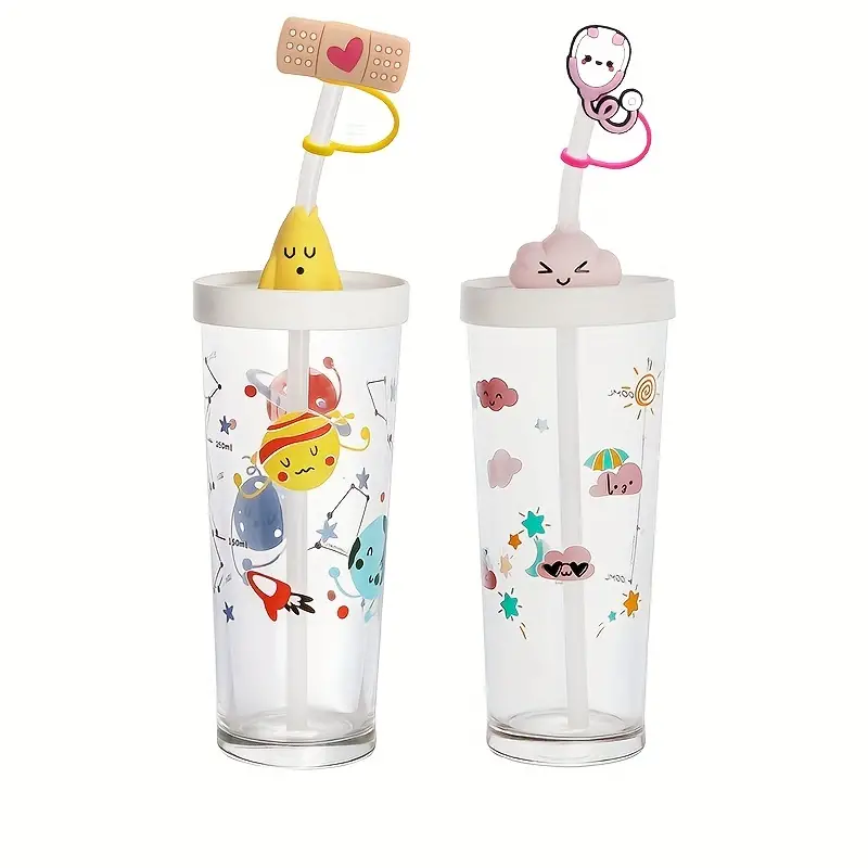 Straw Tips Cover, Cute Kawaii Medical Reusable Drinking Straw