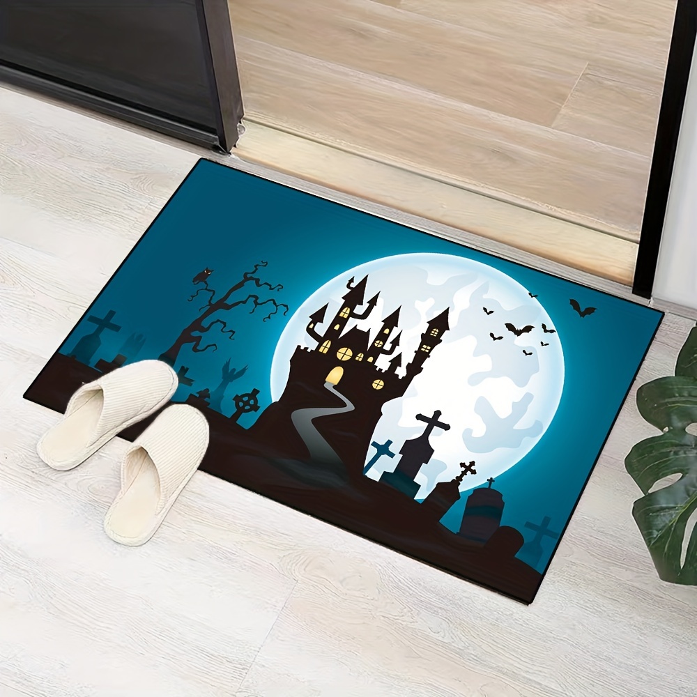 Horror Night Castle Print Door Mat, Non-slip Floor Mats Indoor