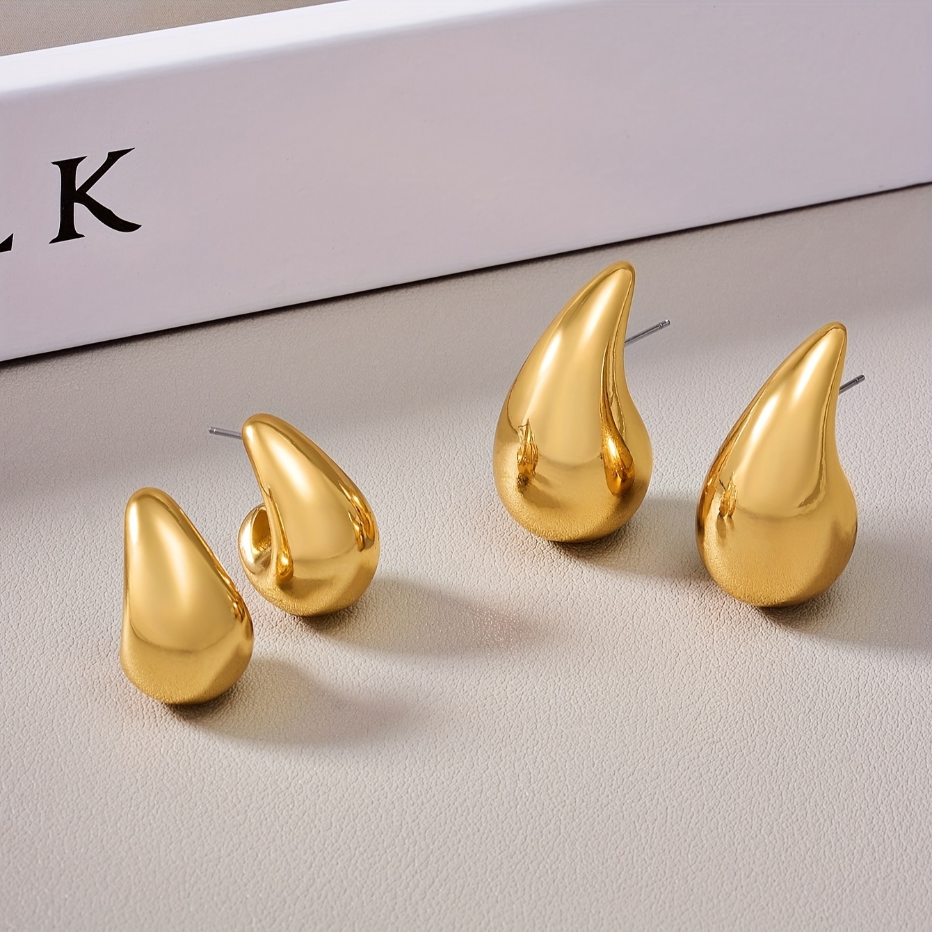 Aretes Mujer Oro 14k Pendiente De Gota Grandes Regalos Mujer