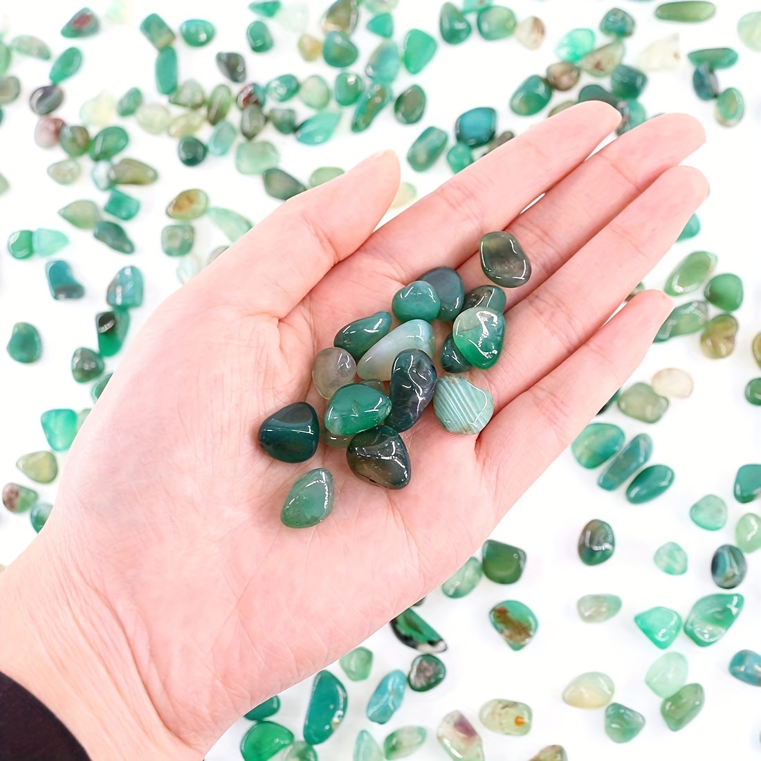 Natural Green Agate Chip Polished Tumbled Stone