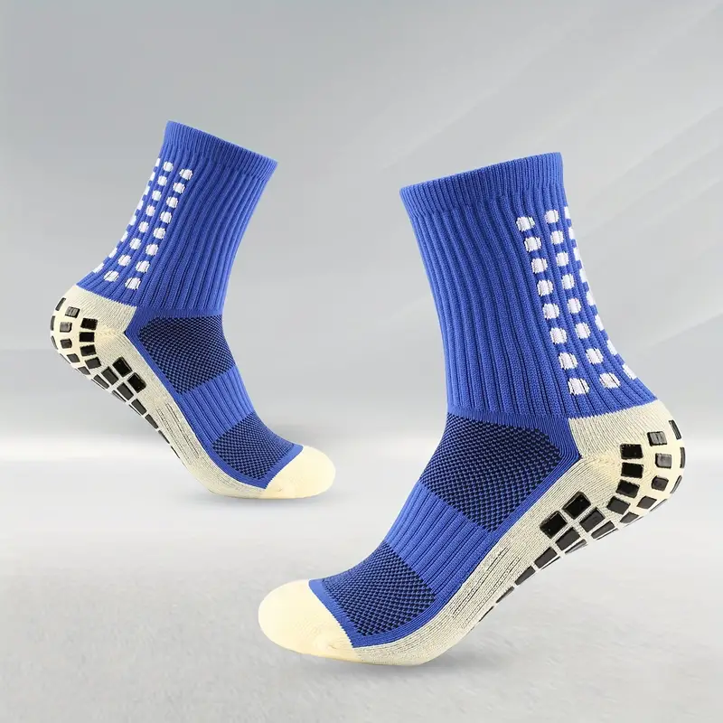 1pair mens sports socks soccer socks non slip thickened football socks grip crew socks details 4