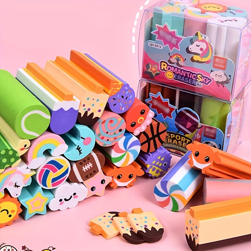 Fun Little Toys 60 Pcs Pencil Erasers Cute 3D Puzzle Erasers Gifts for Kids