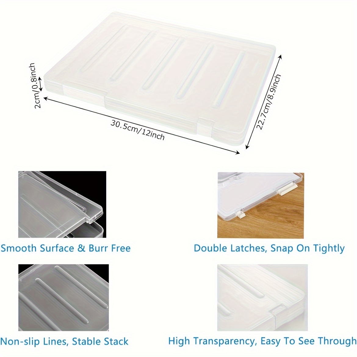 Pp Double Buckle Rectangular Transparent Box With Lid, Plastic