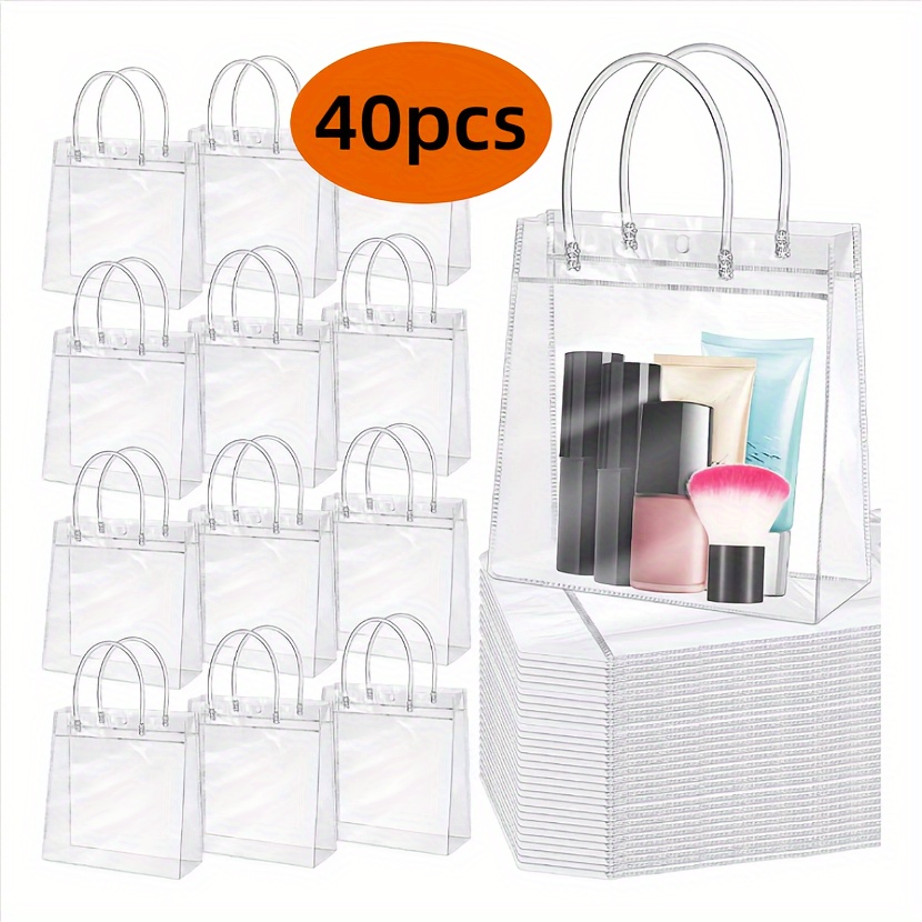 

10/20/40pcs, Reusable Clear Pvc Gift Bags With Handles, Perfect For Bachelorettes, Bridesmaids, Weddings, Back To School, Christmas, And More, Shopping Bag, Party Bag, Wedding Birthday Party Gift Bag