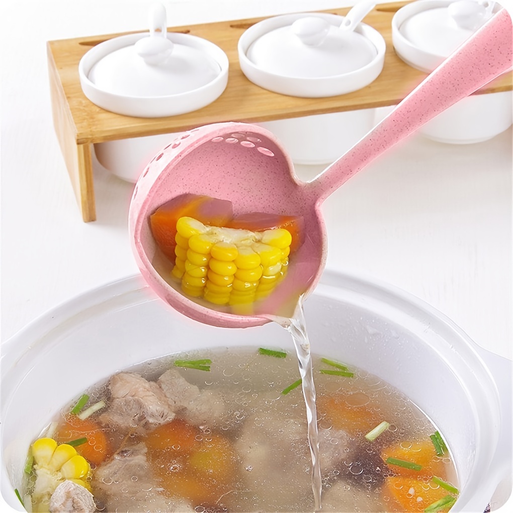 Multifunctional Wheat Straw Soup Ladle, Skimmer, Spoon, Hot Pot Ladle With  Filter, Long Handle, Kitchen Utensils