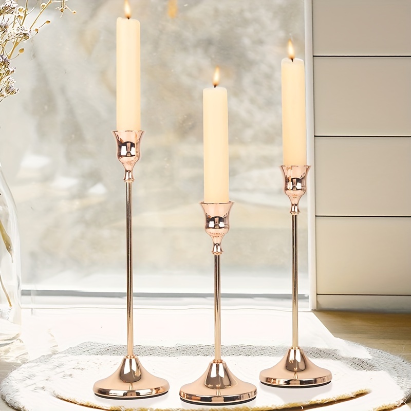 Candlestick Holders Taper Candle Holders, Set of 3 Candle Stick Holders  Set, Brass Gold Candlestick Holder Set, Vintage Modern Decorative  Centerpiece